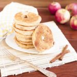 Apple Donut Pancake Batter - Apple donuts fried in a 3-ingredient pancake batter that is plant-based and gluten-free. Then dipped in cinnamon sugar. Yummm!