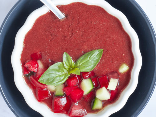 Cold Watermelon Soup in Gazpacho Style