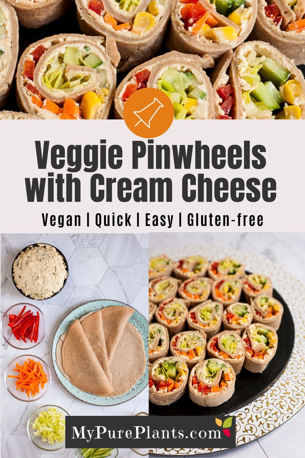 Vegetable Cream Cheese Pinwheels - My Pure Plants