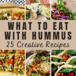 Collage of images showing what to eat with hummus