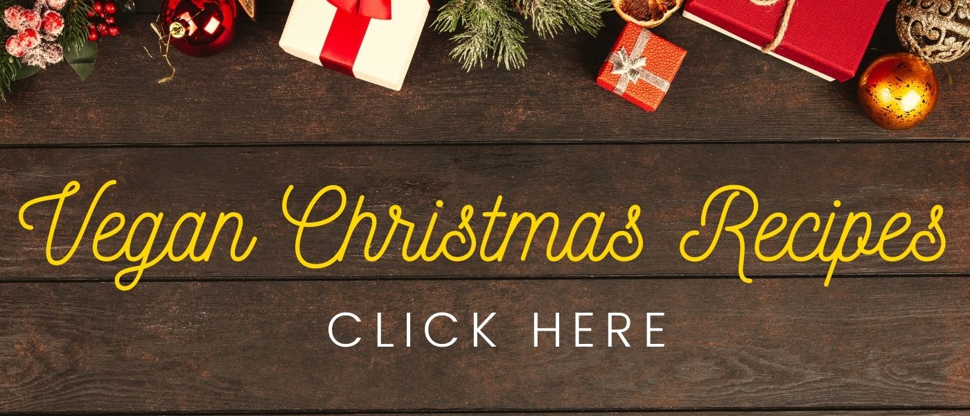 A banner with the word vegan Christmas recipes