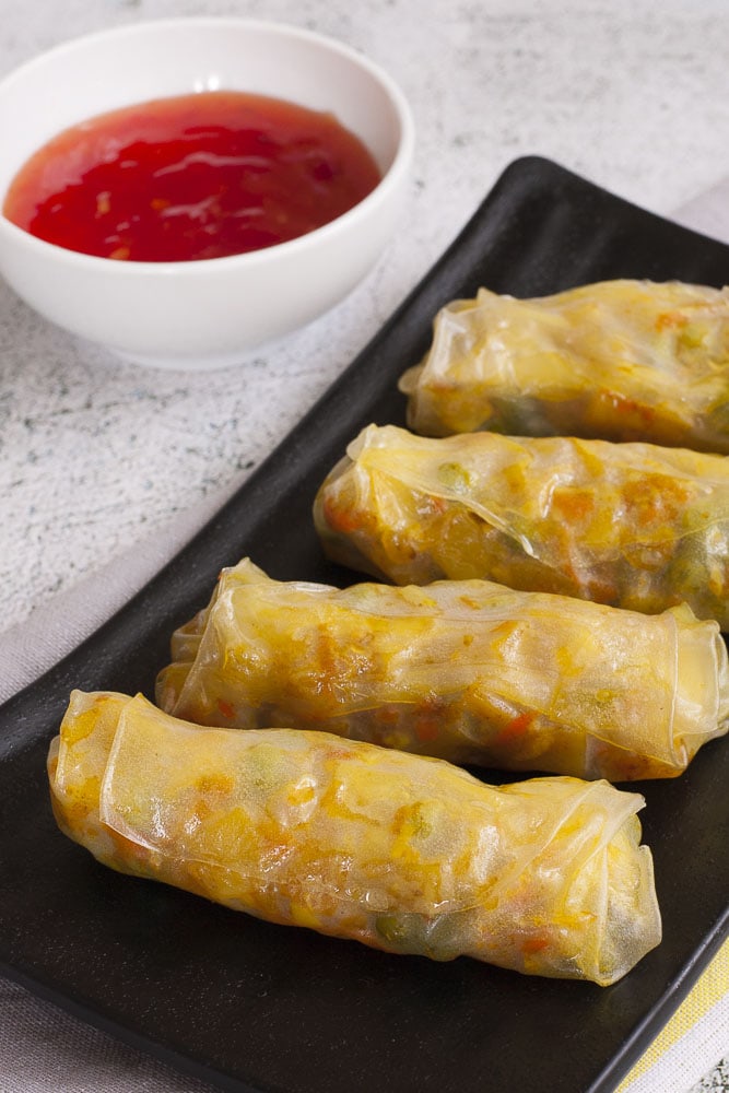  Spicy Vegan Samosa Rolls in Rice Paper