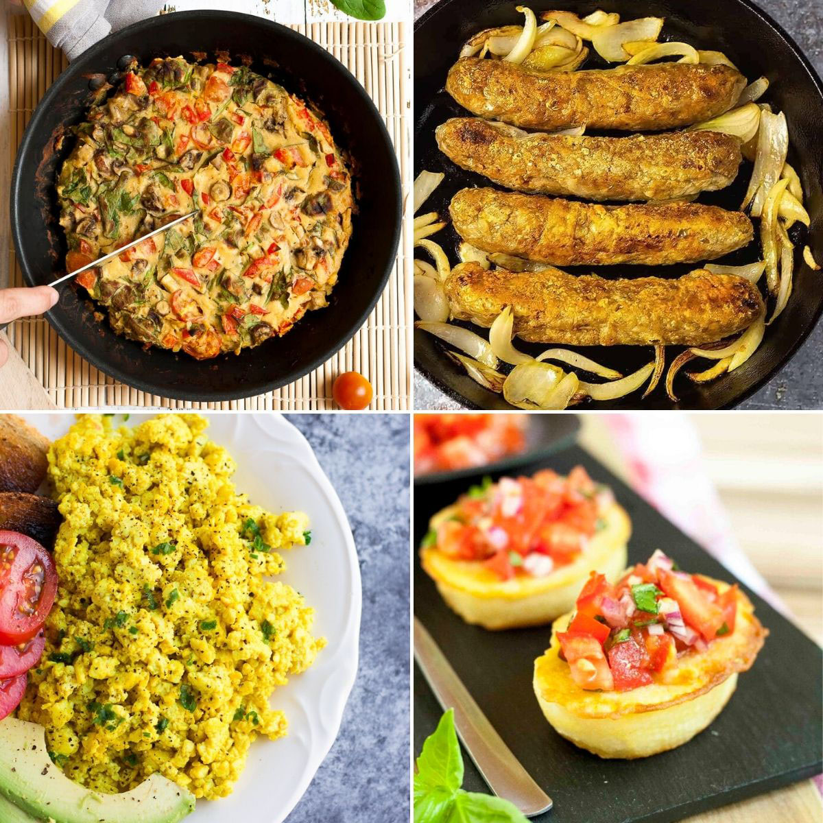 Photo collage of 4 different breakfast recipes with ratatouille