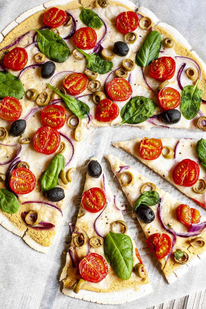 Mediterranean Hummus Pizza (Vegan, Gluten-free) 