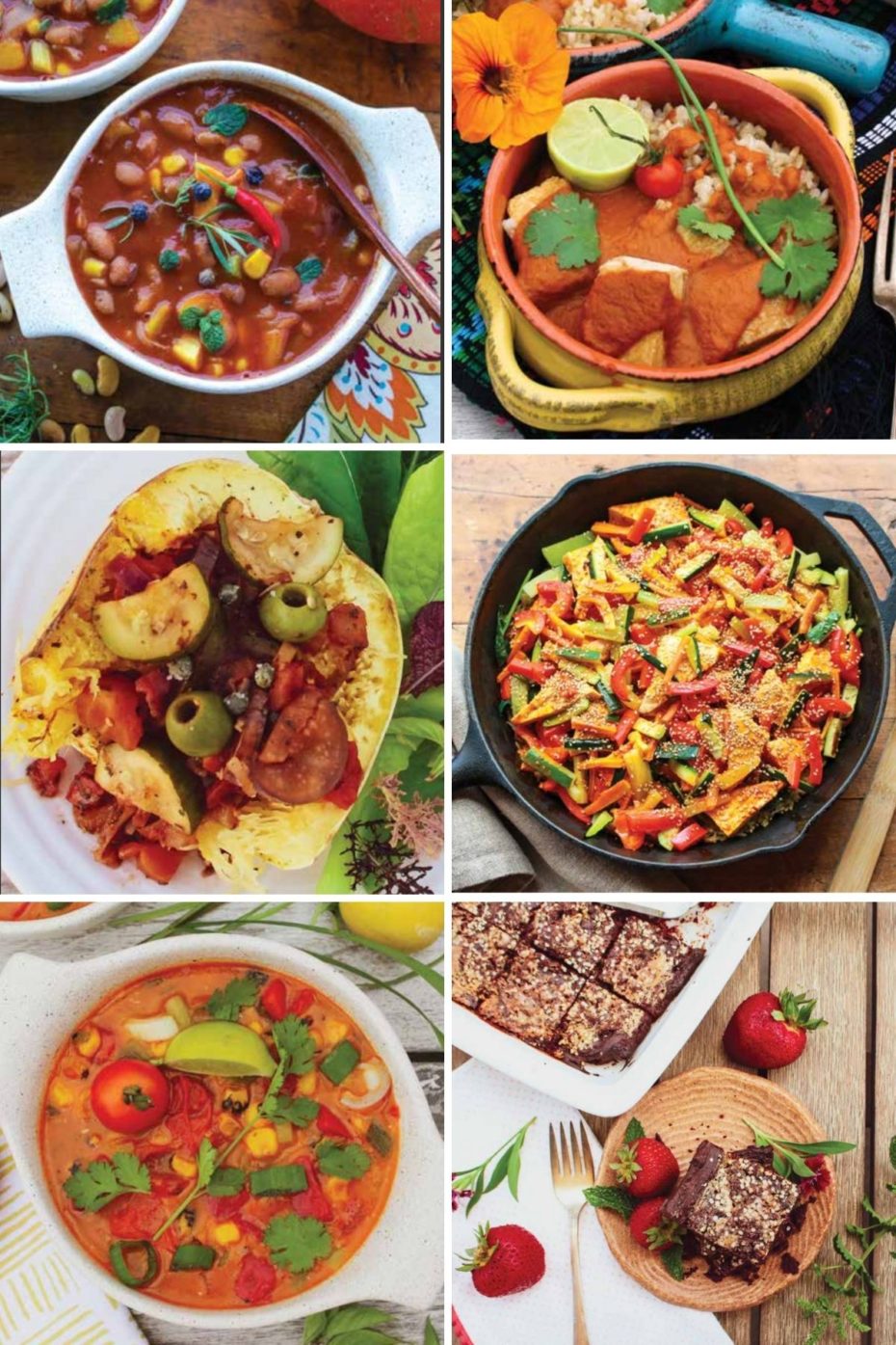 6 photo collage of our favorite dishes from the California Vegan Cookbook