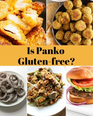 Photo collage of breaded dishes with a text overlay saying is panko gluten-free?