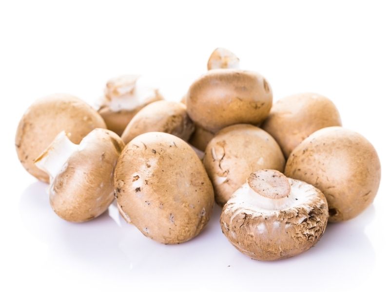 a handful of button mushrooms