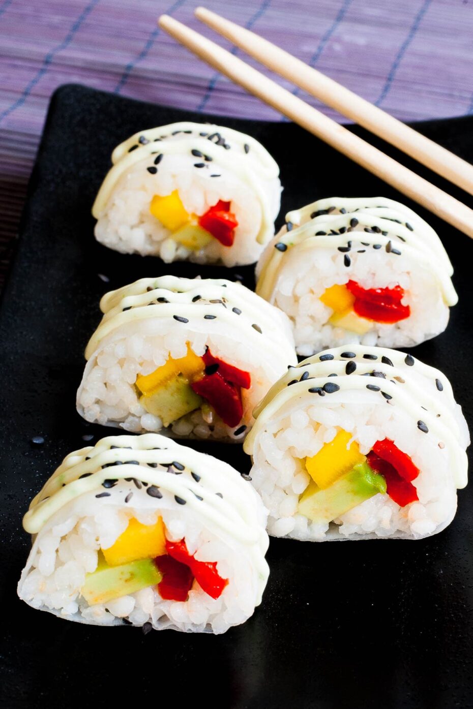 Rice Paper Sushi without Seaweed or Fish