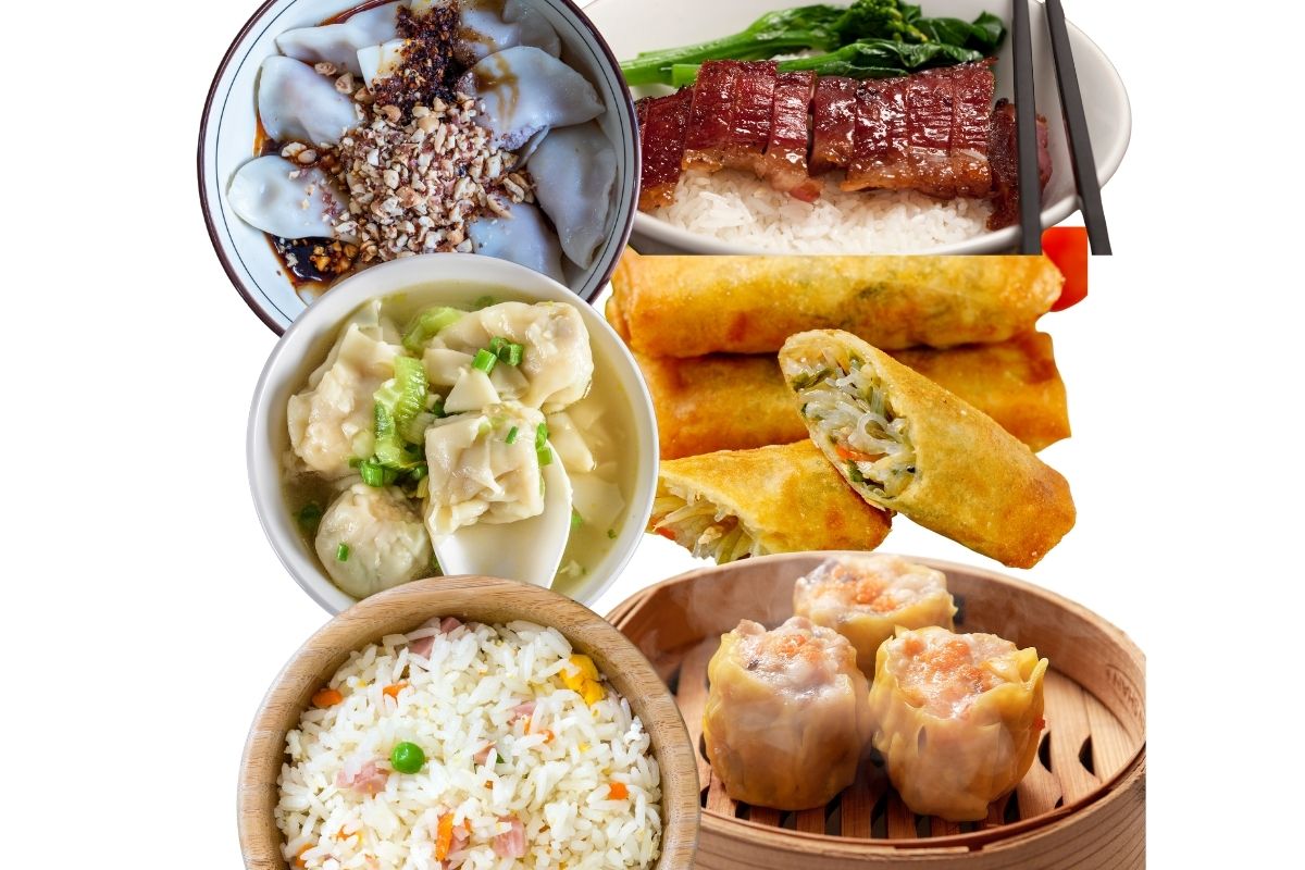 6 typical Chinese food  in a 6 photo collage